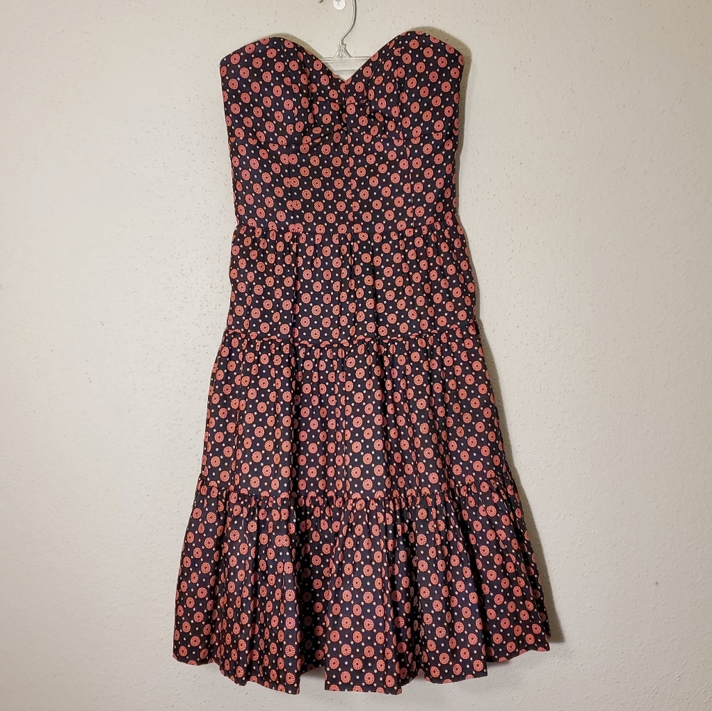 Phoebe Corset Floral Silk Ruffled Dress Sz 4